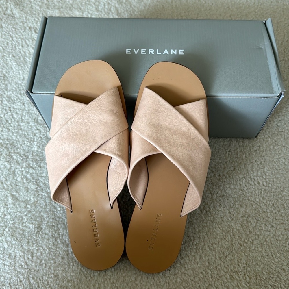 Euc Everlane Day Crossover Leather Cross Strap Slides